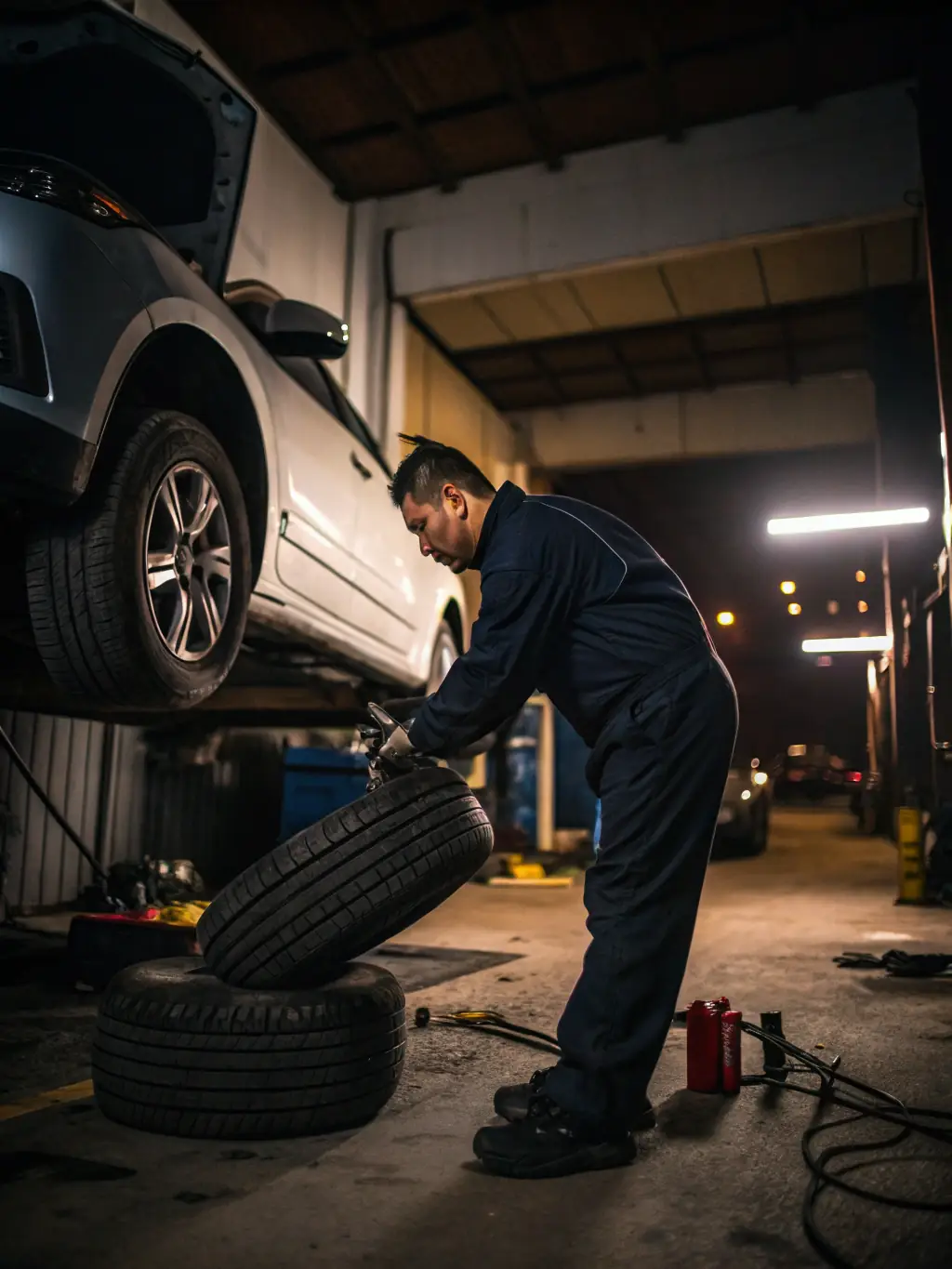 A technician expertly patching a tire at Elite Tire, demonstrating their commitment to quality repairs and customer safety.
